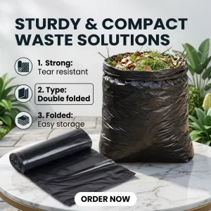 Custom 55 Gallon Bulk Industrial Heavy Duty Plastic PE Double Folded Bin Trash Garbage Liners Bags Factory