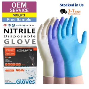 Custom Box Disposable Car Cleaning Room Beauty Salon Tattoo Nitrile Gloves Powder Free Latex Free Kitchen Nitrile Gloves
