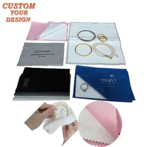 Custom Brand Professional Four Layer Double Sided Microfiber Sterling Silver Gold Polish Jewelry Cleaning Cloth with logo