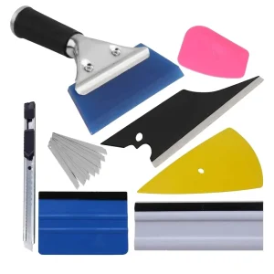 Custom Car Care Equipment Kit Vehicle Vinyl Wrap Tool with Window Tint Squeegee Cutting Knife Blade for Window Film Installation