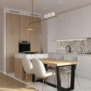 Custom Contemporary Kitchen Cabinet Set with Sink Storage