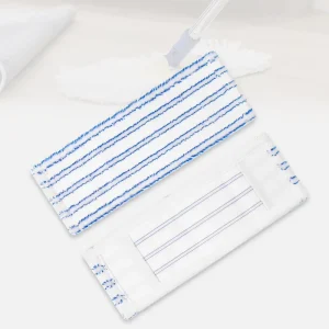Custom Coral Fleece Striped Mop Head Refills for Floor Cleaning Reusable Microfiber Flat Mop Pads with Pocket