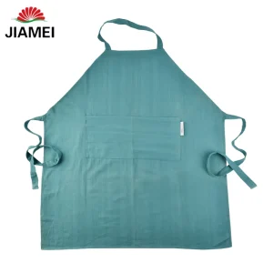 Custom Cotton Linen Kitchen Apron Blue Adjustable Pocket Oven Baking Cooking Oversleeve Factory Design Customization