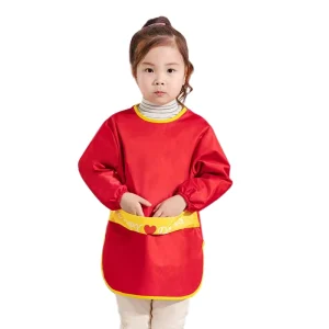 Custom Design Cute Waterproof Children Painting Overalls Eating Bibs Kindergarten Long Sleeve Painting Apron