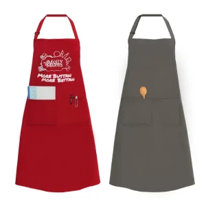 Custom Design Full Length Bib Black Polyester Customized Cotton Fabric Chef Cooking Apron with Two Pockets logo