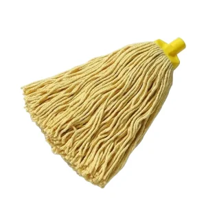 Custom Detachable Floor Cleaning Cotton Wet Yellow Mop Head and Handle for Hotel Hospital