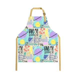 Custom Digital Printed Sleeveless Reusable Kitchen Aprons Service Cotton Eco Friendly Adjustable Waist No MOQ for Promotional