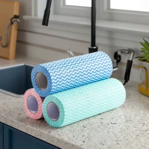 Custom Disposable Non Woven Fabric Cleaning Towel Wipes Eco Friendly Wave Pattern Dish Cloth Kitchen Free Sample Available