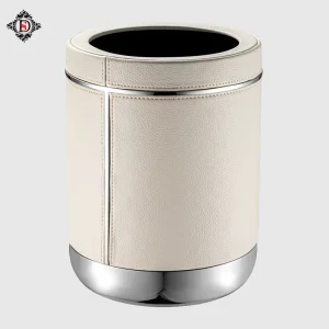 Custom Double Layer Silver 304 Stainless Steel Trash Can Luxury Hotel Room Bathroom Bin Without Lid