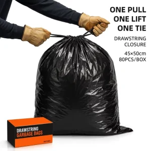 Custom Drawstring PE HDPE Trash Bags Heavy Duty Tear Resistant Kitchen Bin Liners 4 8 13 30 Gallon White
