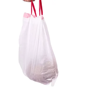 Custom Eco Friendly Black White Colours Biodegradable HDPE Gravure Printed Drawstring Recycled Trash Bags Garbage Bags Draw Tape