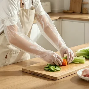 Custom Extended and Thickened Household Gloves Waterproof and Oil-proof Kitchen Dishwashing Disposable Long-sleeve Gloves