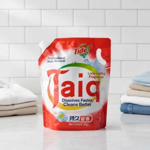 Custom Gravure & Pad Printed Durable Stand up Pouch Bags PET PP Material Spout Top Sealing Laundry Detergent Washing Powder