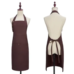 Custom Heavy Duty Apron Baking Cooking Printed Canvas Apron With Two Pockets Polyester Fiber Canvas Apron