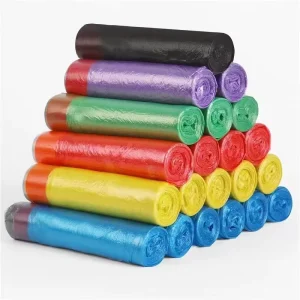 Custom Heavy Duty PE Plastic Trash Garbage Drawstring Bin Bags with Gravure Printing for Household Cat Litter Disposal
