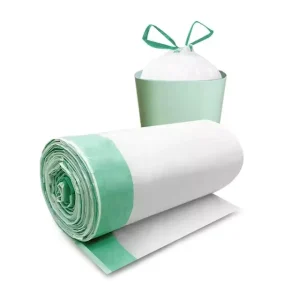 Custom Heavy Duty Refuse Sacks Large Size 80L Black Drawstring Garbage Bag Kitchen Trash Bags Roll Bin Liners With Handle