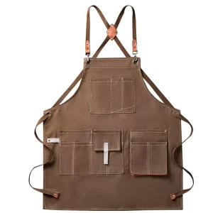 Custom Heavy Duty Sleeveless Aprons Logo Embroidery Printing Reusable Polyester Cotton Canvas Machine Washable for Cleaning