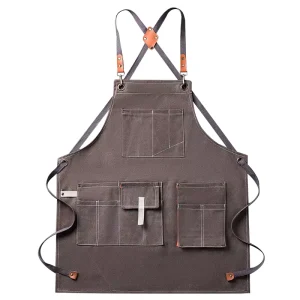 Custom Heavy Duty Sleeveless Barista Barber Aprons with Logo Embroidery and Printing Machine Washable for Cleaning Supplies