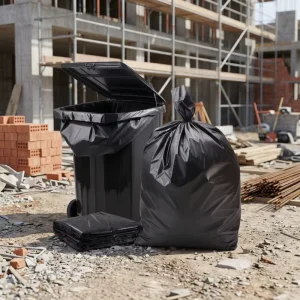 Custom Heavy Duty Thick Black Contractor Industrial Construction PE Garbage Waste Bag Plastic 55 Gallon Trash Bag Bulk