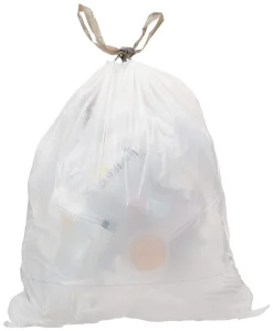 Custom Heavy Duty White Drawstring 18 Gallon Garbage Bags with Drawstring Trash Bag 2 Mil for Large Households