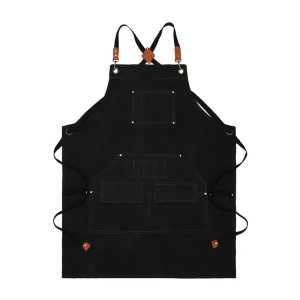 Custom Heavy duty Apron with Embroidered and Printed Logo Adjustable Cross shoulder Straps and Multiple Pockets for Workwear