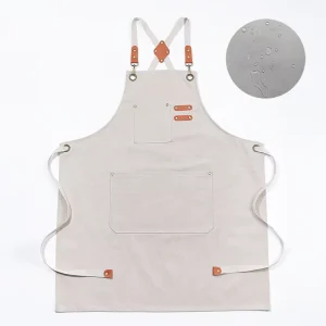 Custom Heavy duty Waterproof Polyester Cotton Canvas Aprons with Logos for Gardeners Craftsmen and Bars Tool Pocket