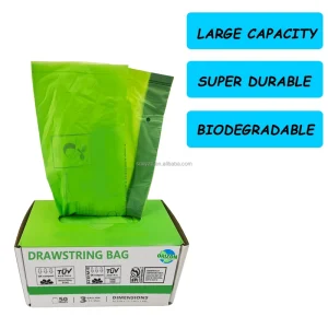 Custom High Quality Biodegradable 13 30 Gallon White Drawstring Trash Bags Compostable Kitchen Living Room Thick Garbage Bags