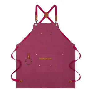 Custom High quality Cotton Canvas Apron logo Printing Adjustable Cross back Design and Large Pockets
