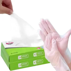 Custom Household Disposable PE Plastic Gloves Waterproof Smooth Texture One time Use Medium Thickness Food Grade for Kitchen