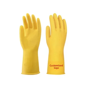 Custom Household Gloves Kitchen Dish Washing Latex Oil Resistant Waterproof Thick Lined Thickened Wear Resistant Cleaning Gloves