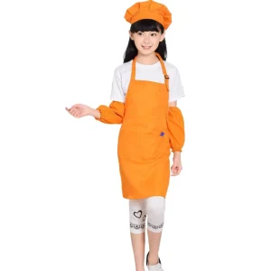 Custom Kids Children Sublimation Adjustable Blank Cotton Canvas Apron and Hat Painting Kitchen Apron Set