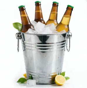 Custom LOGO Silver Minimalist Design 2L 4L 8L Stainless Steel Eco-Friendly Ice Bucket Champagne Bucket with Two Handles