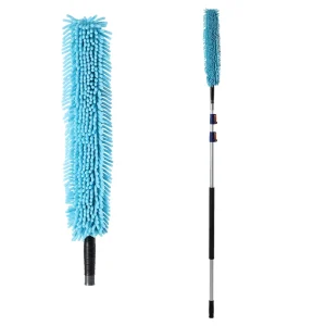 Custom Length Telescopic Aluminum Alloy Pole Bendable Brush Head Eco Friendly Chenille Duster Cleaning Kit for Indoor Outdoor