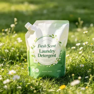 Custom Liquid Soap Dish Washing Laundry Detergent Packaging Bag Plastic Refill Bag with Handle Liquid Detergent Spout Pouch