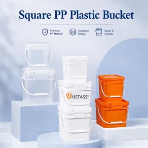 Custom Logo 1L-10L Square Plastic Bucket with Lid Handle Food Grade PP Pail for Butter Dairy Bakery Pet Food Fruit Jam