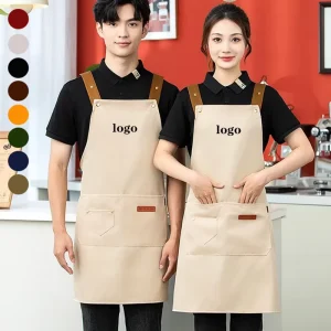 Custom Logo Adult Size Adjustable Fashion Cross Apron for Women Men Artist Hair Salon Barista Coffee Shop Bakery Work