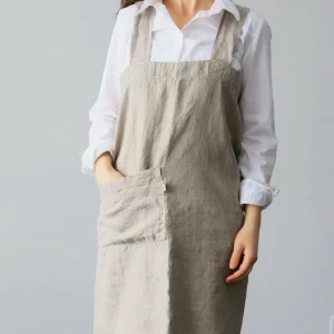 Custom Logo Apron Adult Unisex Comfortable Raw Ecological French Linen Aprons