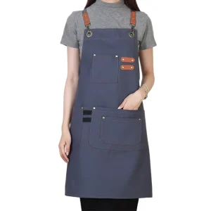 Custom Logo Apron with Adjustable Shoulder Straps and Large Pockets for Salon Barber and Make up Artist Work Apron