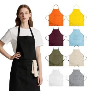 Custom Logo Aprons Polyester Cotton Chef Apron Kitchen Waiter Masonic Kids Salon Cooking Waterproof with Rope Belt