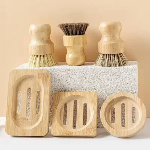 Custom Logo Bamboo Dish Brush Short Handle Round Kitchen Cleaning Brush Factory Direct Bulk OEM for Brands
