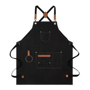 Custom Logo Canvas Chef Cottons Waiter Unisex Uniform Cooking Kitchen Bar Aprons Work Long Commercial Cafe Restaurant Aprons