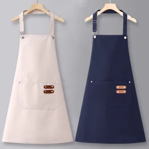 Custom Logo Canvas Classic Sleeveless Apron 1 4 Pockets Washable Reusable Summer Workwear for Women Catering Kitchen