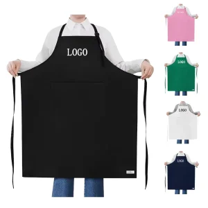 Custom Logo Chef Sleeveless Bib Apron Polyester Material 2 Pockets Multi Color Options Durable Eco Friendly Restaurant Kitchen