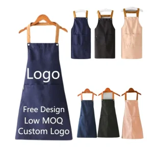 Custom Logo Children’s Canvas Waterproof Durable Chef Cooking Apron Kit with 2 Roomy Pockets for Cafe Restaurants Kitchen