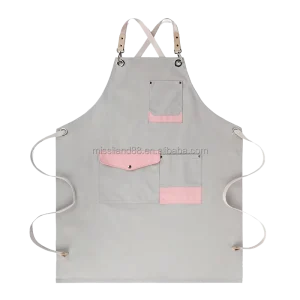 Custom Logo Color Design Aprons Waterproof Cotton Pink Apron for Waiter Salon Cooking Kids