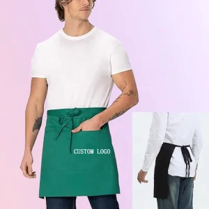 Custom Logo Cotton Half Short Waist Apron Bar Apron for Cleaning Waiter Cooking Kitchen Apron Unisex BBQ Kitchen Bakery
