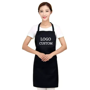 Custom Logo Cotton Polyester Chef Cooking Aprons Kitchen Apron with Pockets