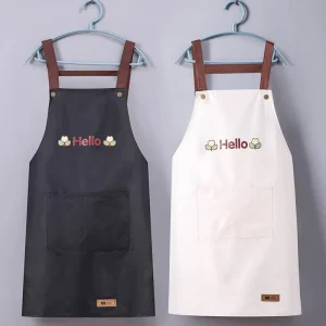 Custom Logo Cotton Polyester Waterproof Chef Cooking Aprons for Cafe Restaurants Kitchen Apron
