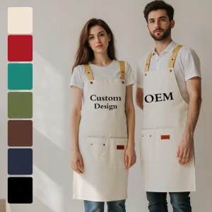 Custom Logo Customizable Waterproof Canvas Kitchen Apron Oil Proof and Adjustable for Waiter Carpenter and Barista Washable Tool