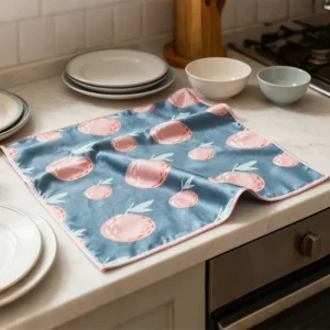 Custom Logo Digital Print 30*30CM 2 in 1 Microfiber Dishes Bowls Cleaner Cleaning Cloth High Water Absorbing